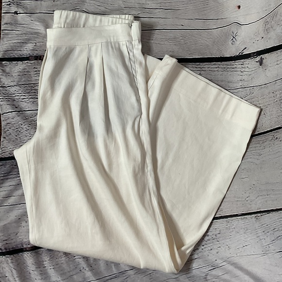 J Jill Love Linen Porcelain Pleated Side Zip Trousers Medium NWT - Picture 2 of 14